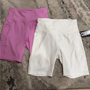 Stylish Women's Bike Shorts - Pink and White